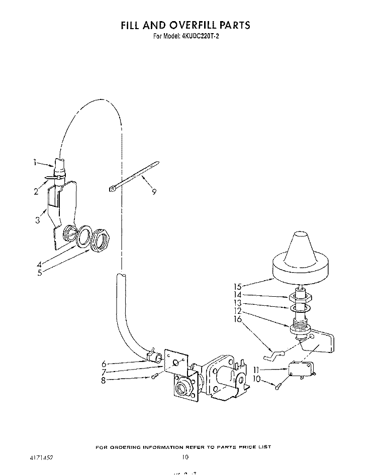 FILL AND OVERFILL Diagram and Parts List for 4KUDC220T2  KitchenAid Dishwasher