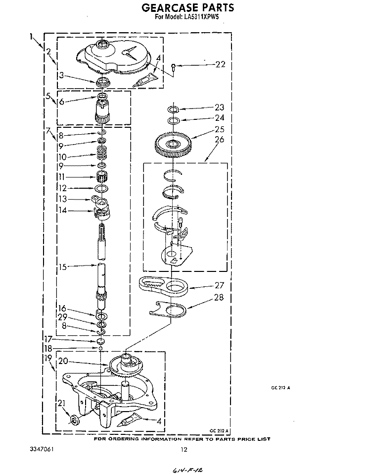 GEARCASE Diagram and Parts List for LA5311XPW5  Whirlpool Washer