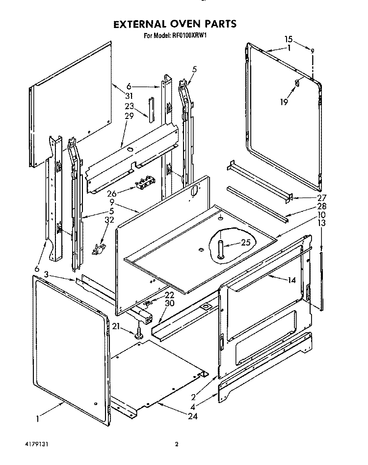 EXTERNAL OVEN, LIT/OPTIONAL Diagram and Parts List for RF0100XRW1  Whirlpool Range