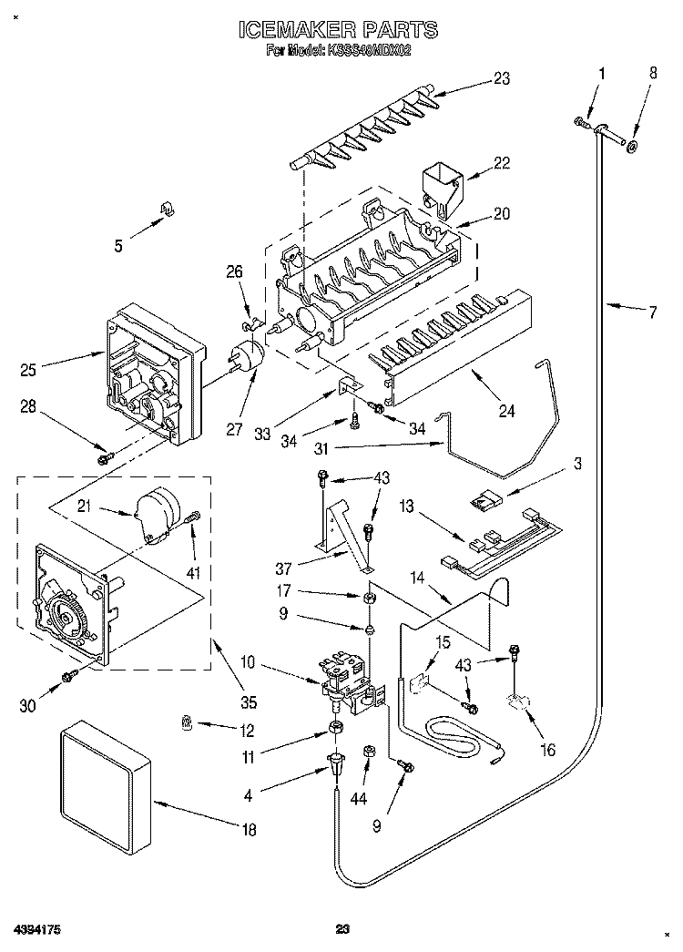 ICEMAKER, LIT/OPTIONAL Diagram and Parts List for KSSS48MDX02  KitchenAid Refrigerator