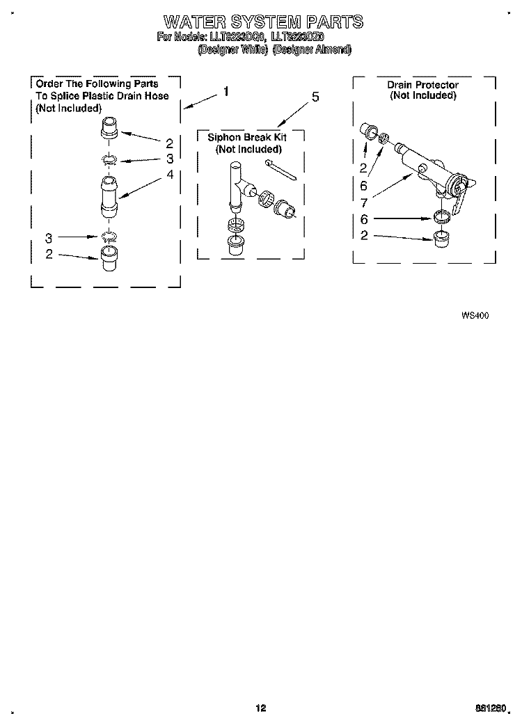 WATER SYSTEM Diagram and Parts List for LLT8233DQ0  Whirlpool Washer