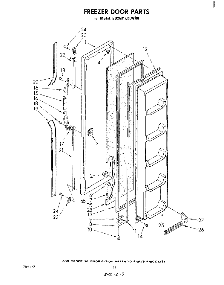 FREEZER DOOR Diagram and Parts List for ED26MKXLWR0  Whirlpool Refrigerator