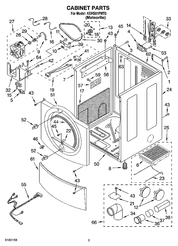 CABINET PARTS Diagram and Parts List for KEHS01PMT0  KitchenAid Dryer