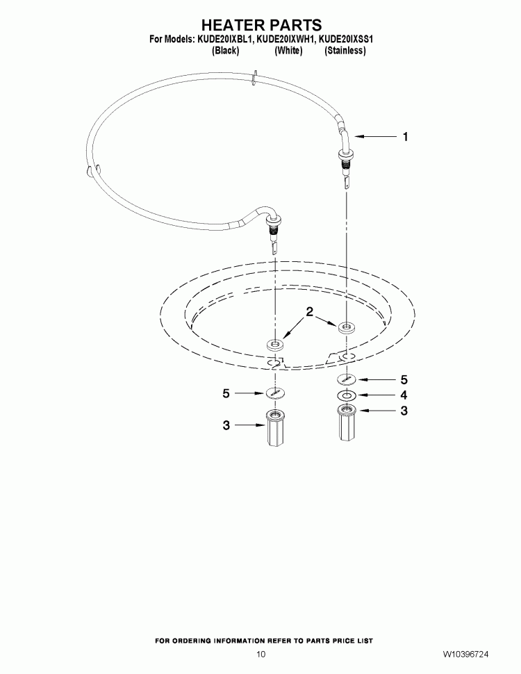 HEATER PARTS Diagram and Parts List for KUDE20IXSS1  KitchenAid Dishwasher