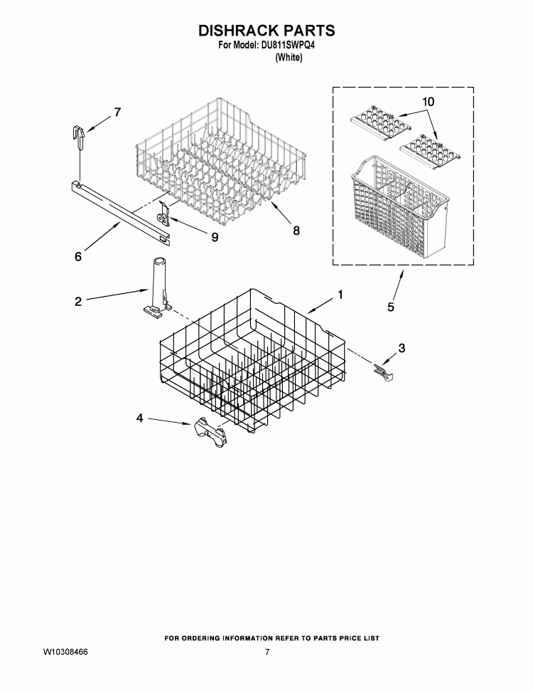 DISHRACK PARTS Diagram and Parts List for DU811SWPQ4  Whirlpool Dishwasher