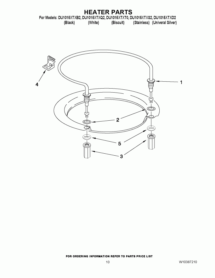 HEATER PARTS Diagram and Parts List for DU1015XTXQ2  Whirlpool Dishwasher