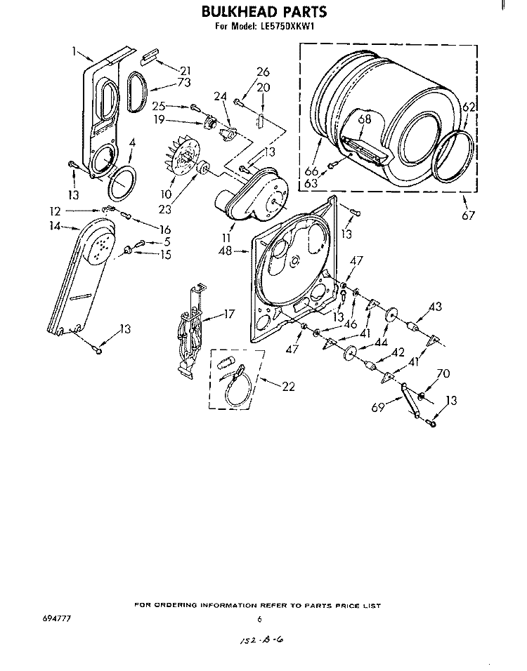 SECTION Diagram and Parts List for LE5750XKW1  Whirlpool Dryer