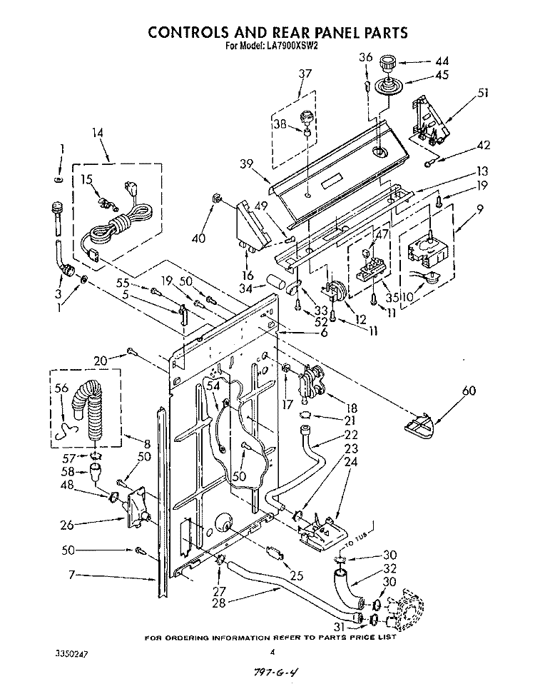 CONTROLS AND REAR PANEL Diagram and Parts List for LA7900XSW2  Whirlpool Washer