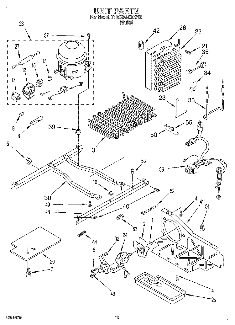 UNIT Diagram and Parts List for 7TS22AQXEW00  Estate Refrigerator