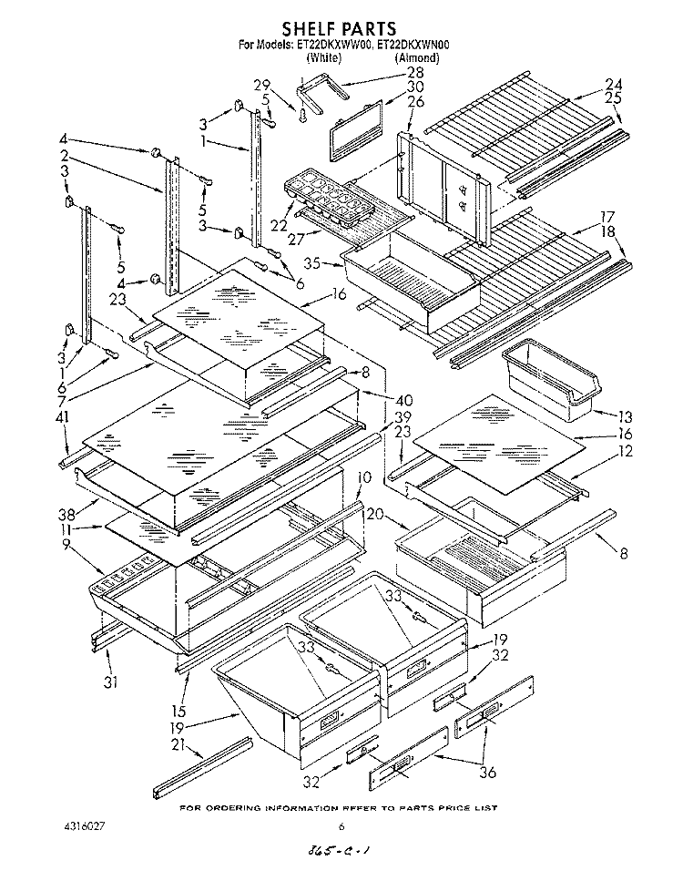 SHELF , LIT/OPTIONAL Diagram and Parts List for ET22DKXWW00  Whirlpool Refrigerator