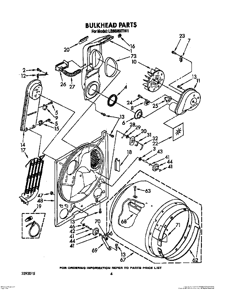 SECTION Diagram and Parts List for LE6098XTG1  Whirlpool Dryer