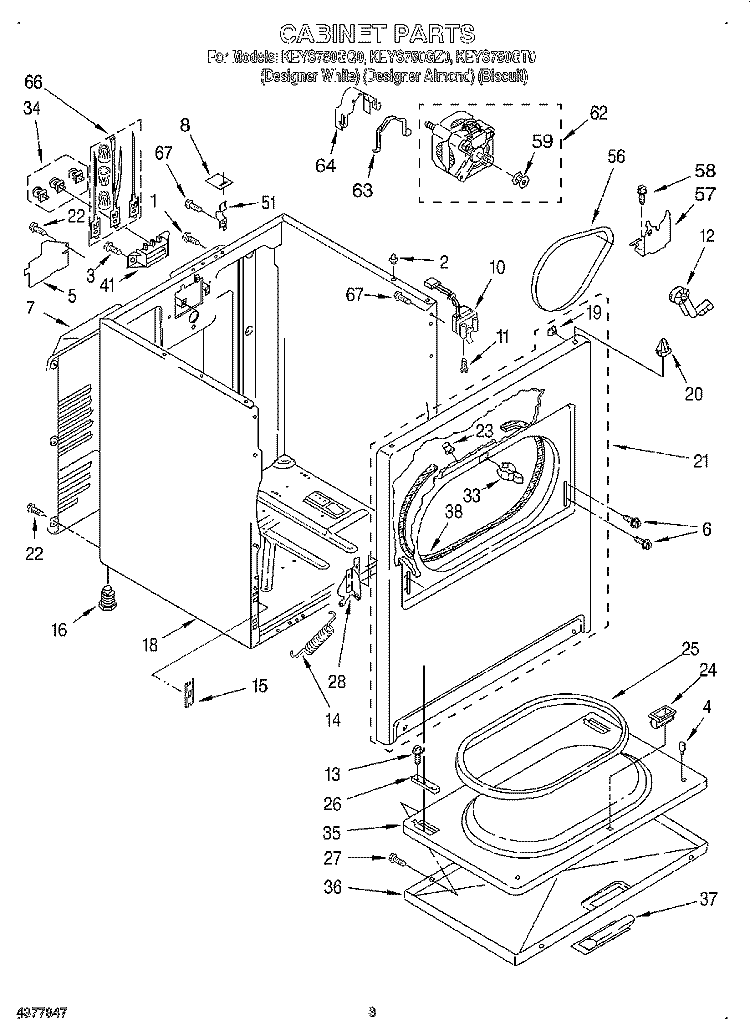 SECTION Diagram and Parts List for KEYS750GZ0  KitchenAid Dryer