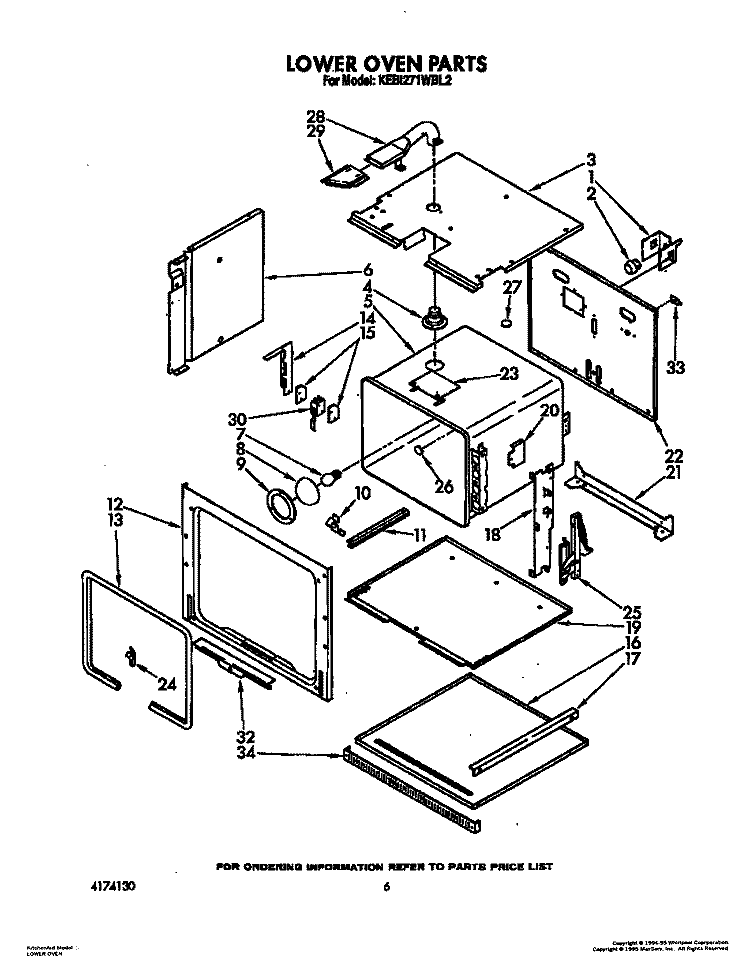LOWER OVEN Diagram and Parts List for KEBI271WBL2  KitchenAid Wall Oven