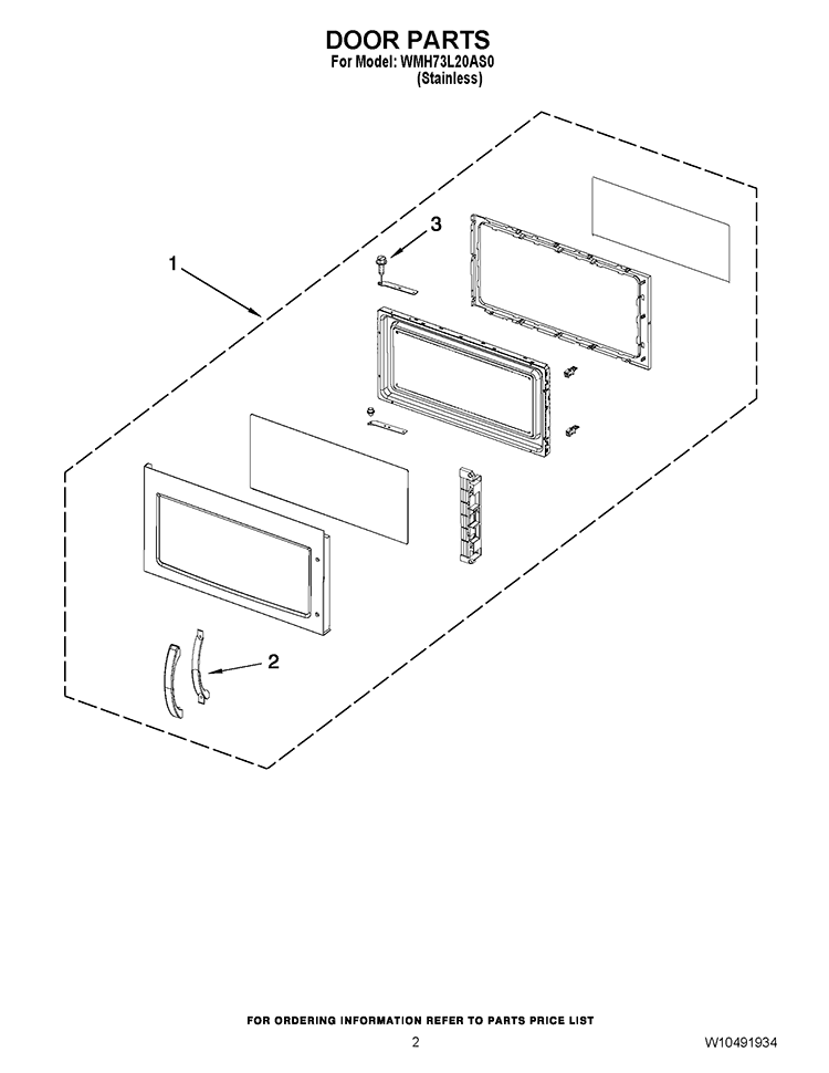 DOOR PARTS Diagram and Parts List for WMH73L20AS0  Whirlpool Microwave