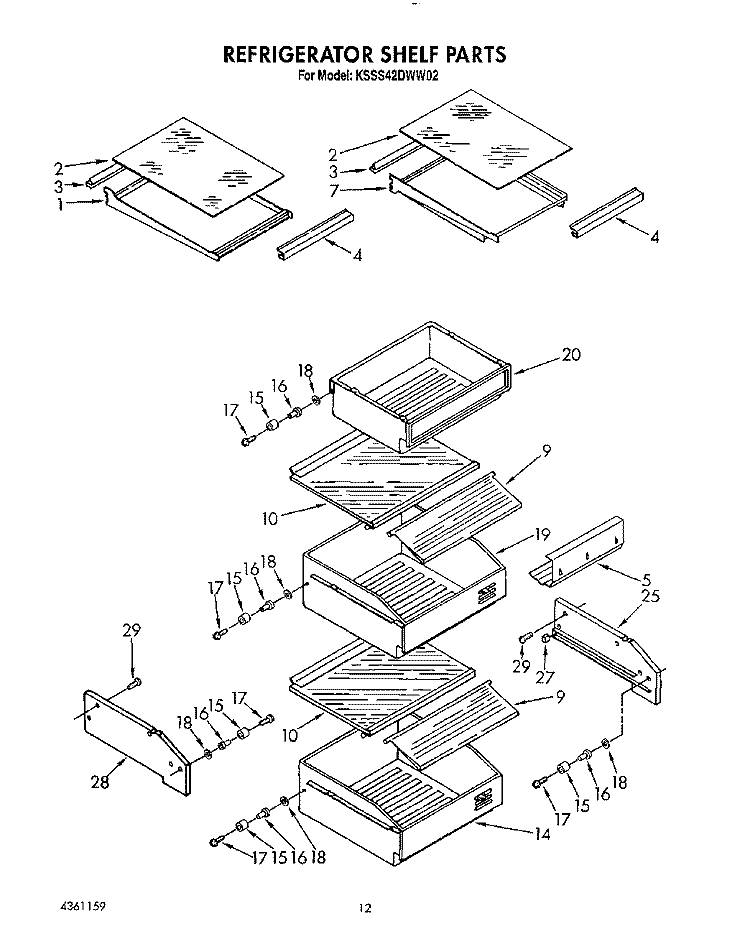 REFRIGERATOR SHELF Diagram and Parts List for KSSS42DWW02  KitchenAid Refrigerator