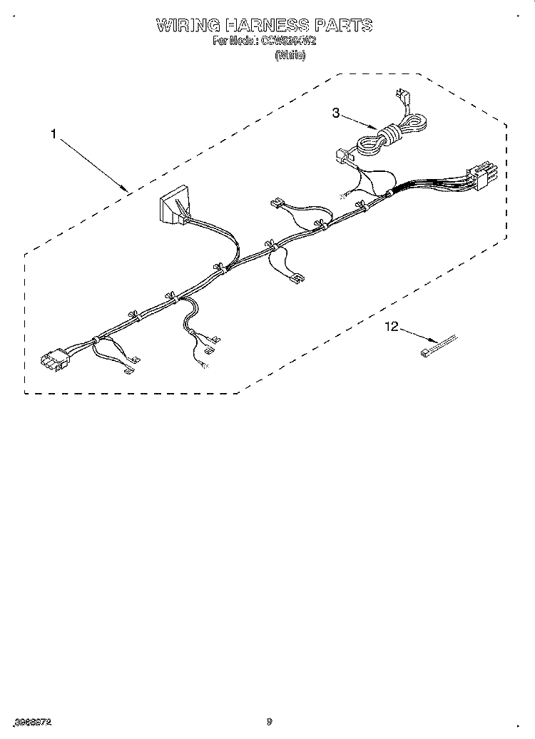 WIRING HARNESS Diagram and Parts List for CCW5264W2  Whirlpool Washer