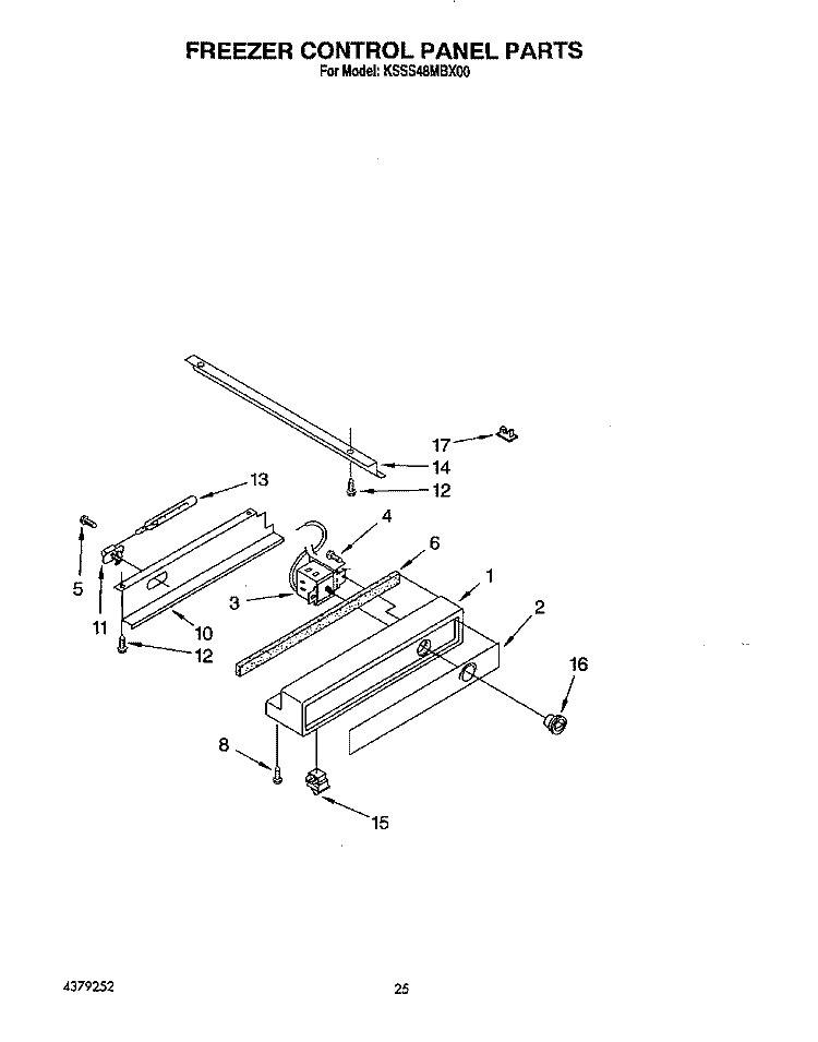 FREEZER CONTROL PANEL Diagram and Parts List for KSSS48MBX00  KitchenAid Refrigerator