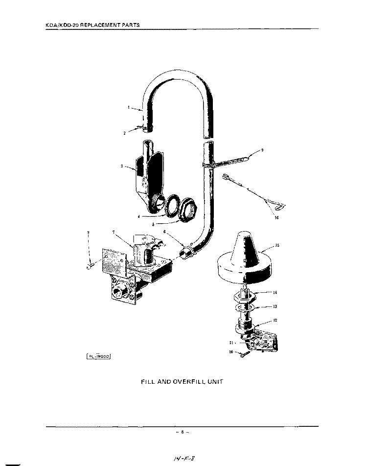 FILL AND OVER FILL Diagram and Parts List for KDD20  KitchenAid Dishwasher