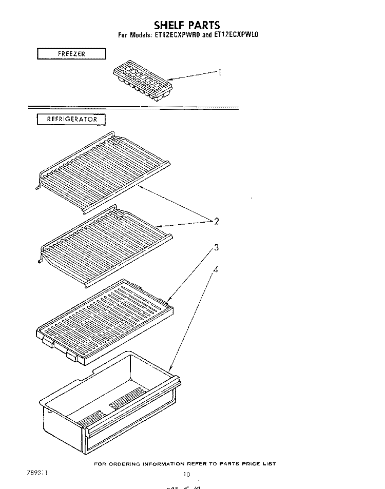 SHELF , LIT/OPTIONAL Diagram and Parts List for ET12ECXPWR0  Whirlpool Refrigerator