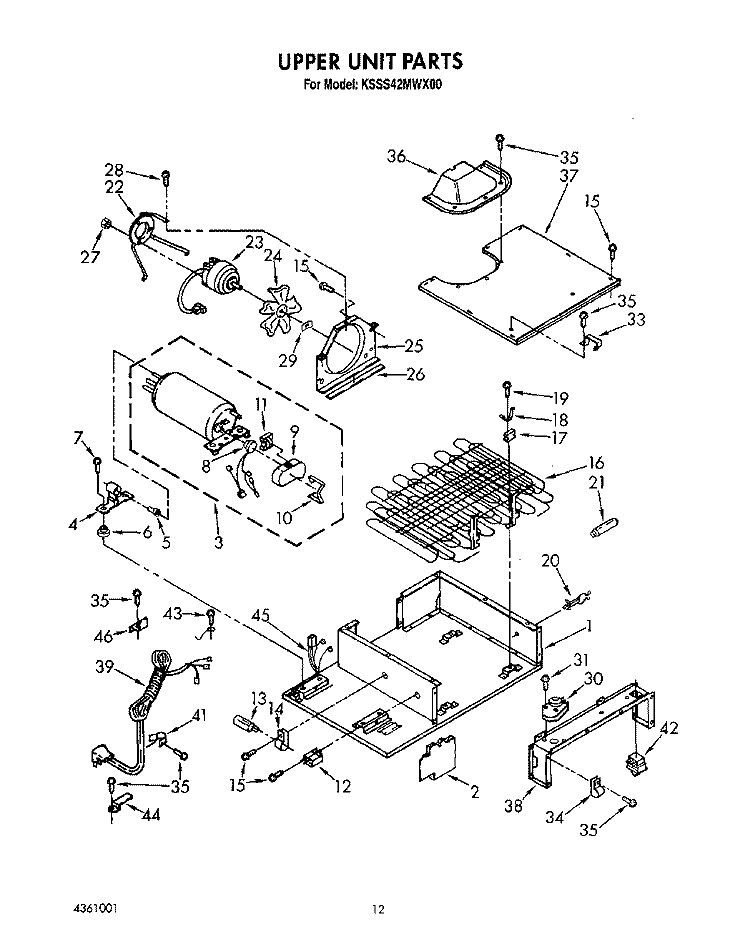 UPPER UNIT, LIT/OPTIONAL Diagram and Parts List for KSSS42MWX00  KitchenAid Refrigerator