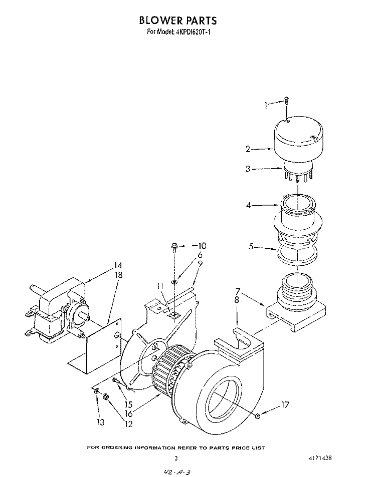 BLOWER Diagram and Parts List for 4KPDI620T1  KitchenAid Dishwasher