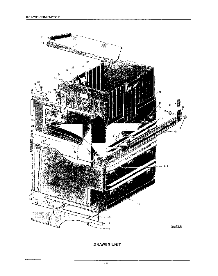 DRAWER Diagram and Parts List for KCS200  KitchenAid Trash Compactor