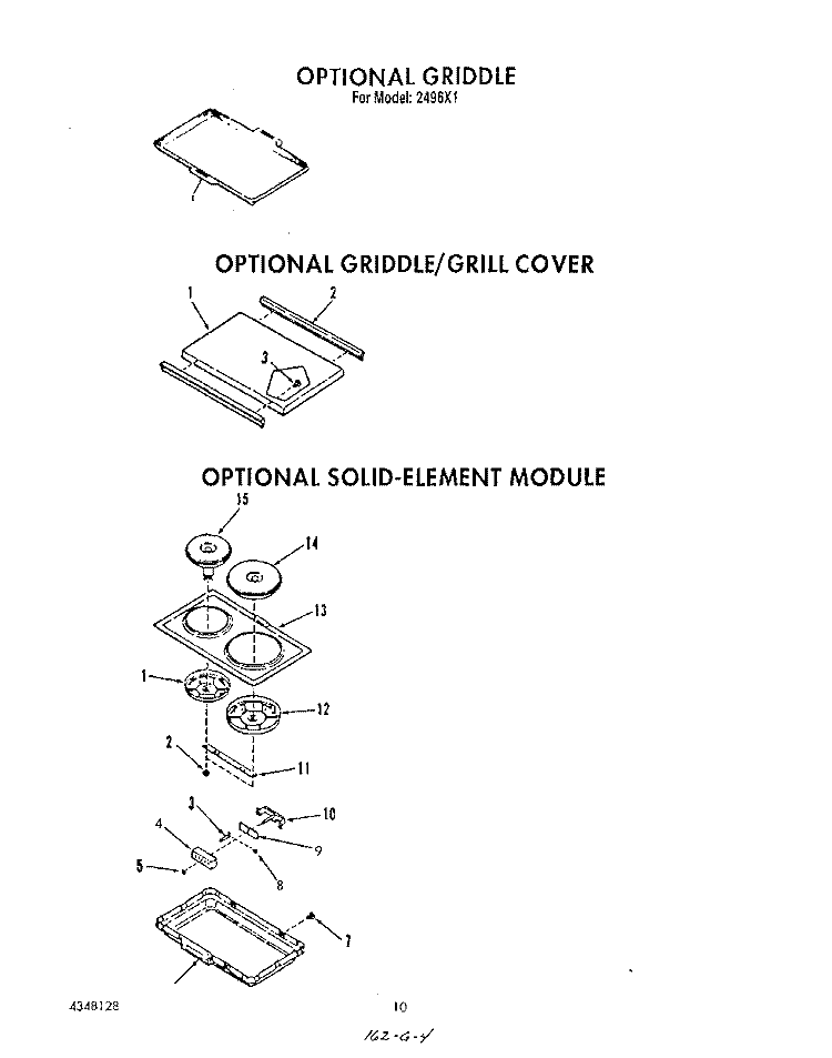 GRIDDLE , GRIDDLE/GRILL COVER Diagram and Parts List for 2496^1  Whirlpool Range