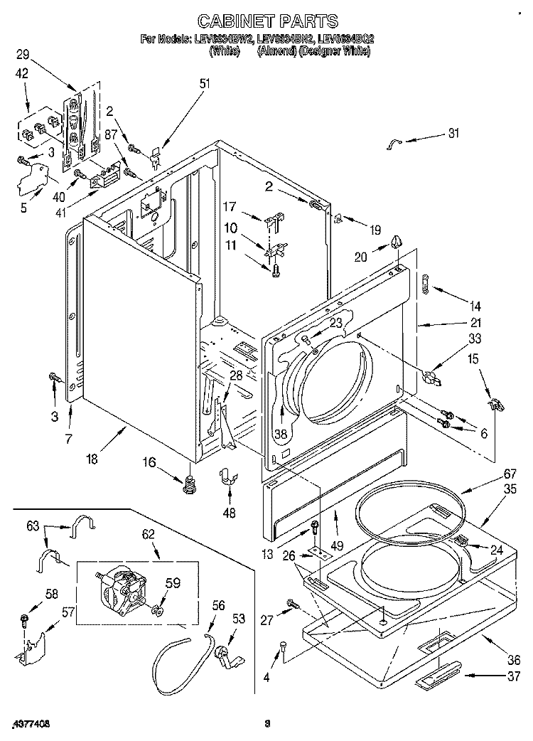 SECTION Diagram and Parts List for LEV6634BN2  Whirlpool Dryer
