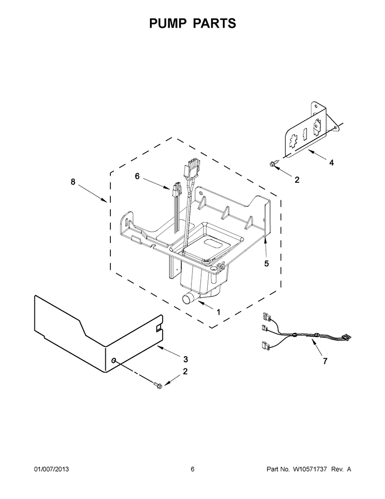 PUMP PARTS Diagram and Parts List for KUIC15PRXS3  KitchenAid Ice Maker