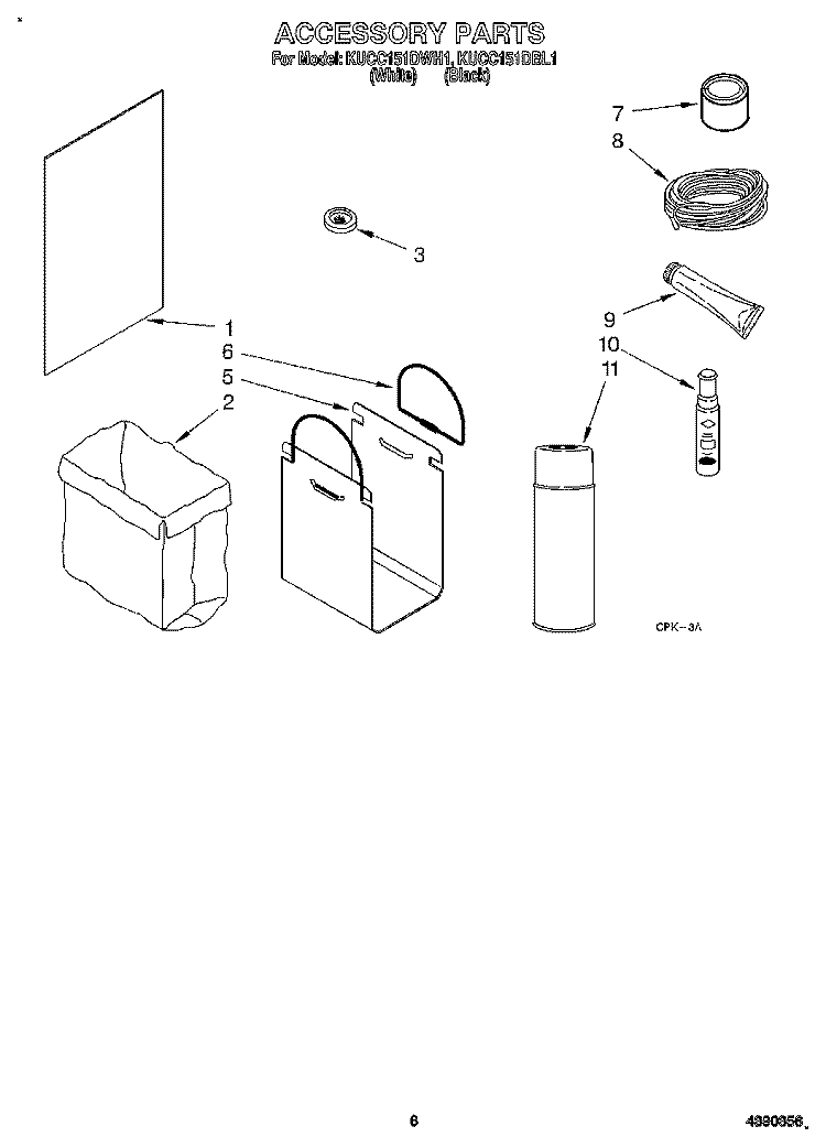ACCESSORY Diagram and Parts List for KUCC151DBL1  KitchenAid Trash Compactor