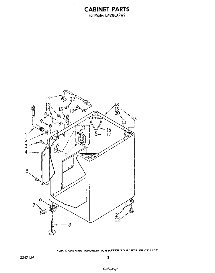 CABINET Diagram and Parts List for LA5380XPW2  Whirlpool Washer