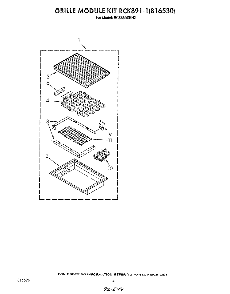 SECTION Diagram and Parts List for RC8850XRH2  Whirlpool Cooktop