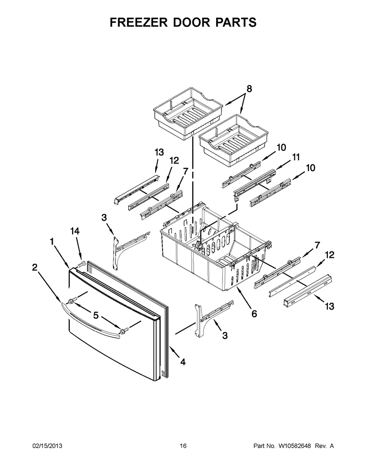 FREEZER DOOR PARTS Diagram and Parts List for KFIS20XVMS11  KitchenAid Refrigerator