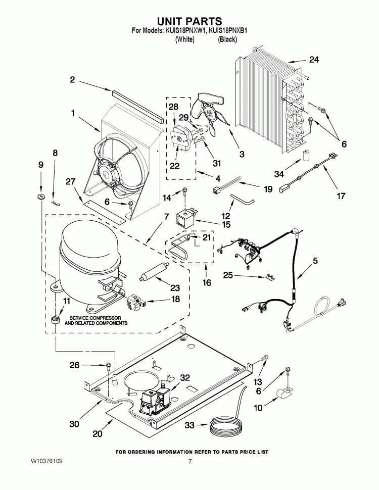 UNIT PARTS Diagram and Parts List for KUIS18PNXB1  KitchenAid Ice Maker