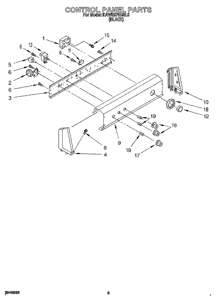 CONTROL PANEL Diagram and Parts List for KAWE679BBL0  KitchenAid Washer