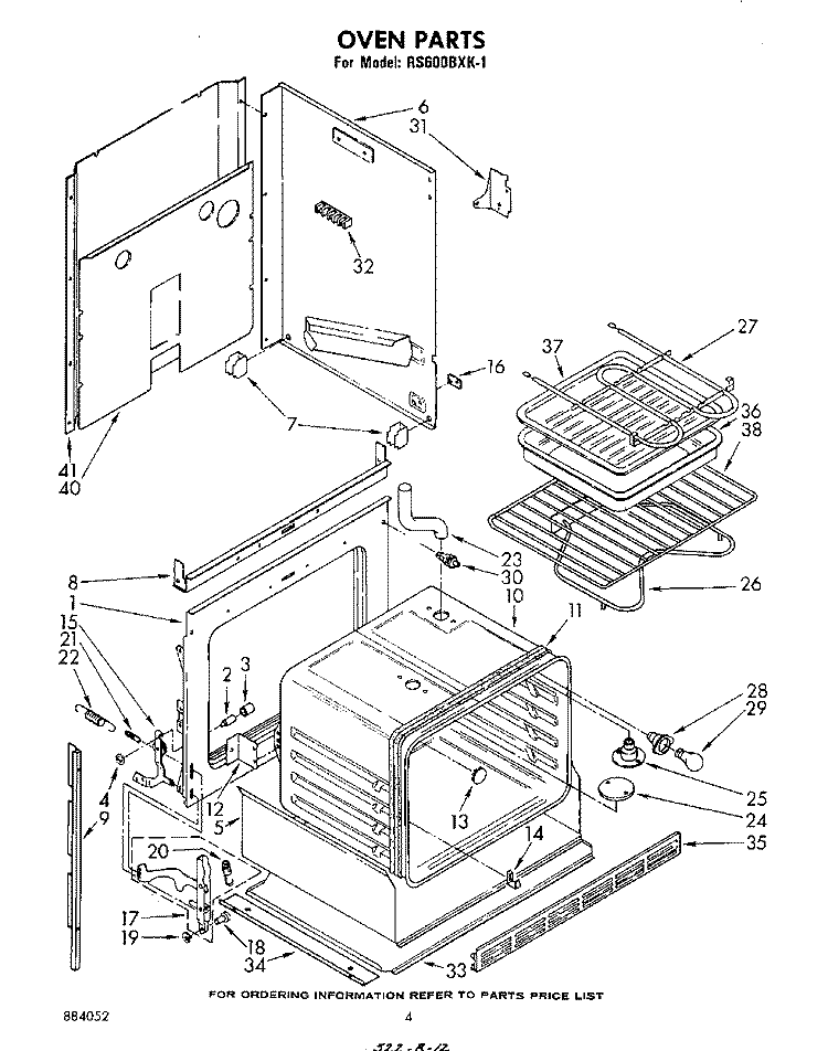 SECTION Diagram and Parts List for RS600BXK1  Whirlpool Range