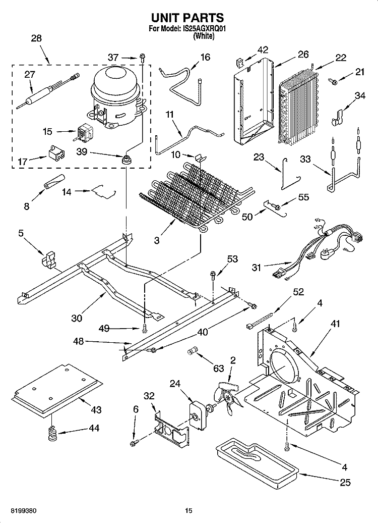 UNIT PARTS Diagram and Parts List for IS25AGXRQ01  Inglis Refrigerator