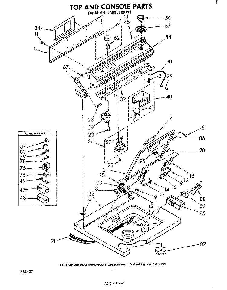 TOP AND CONSOLE Diagram and Parts List for LA6800XKW1  Whirlpool Washer