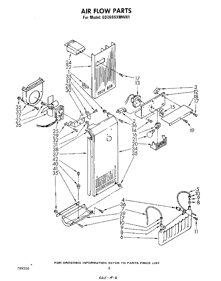AIR FLOW , LIT/OPTIONAL Diagram and Parts List for ED26SSXMWR1  Whirlpool Refrigerator