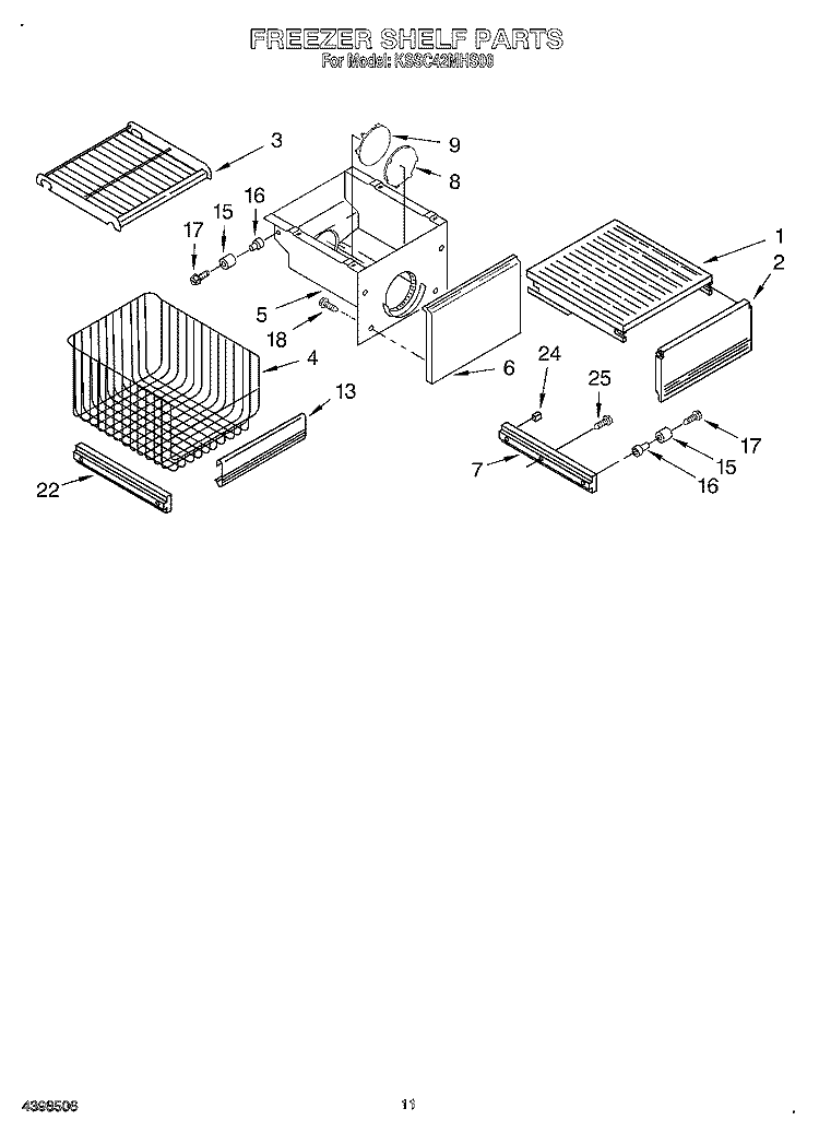 FREEZER SHELF Diagram and Parts List for KSSC42MHS00  KitchenAid Refrigerator