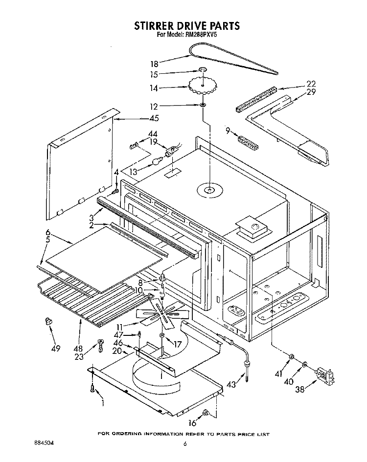 STIRRER DRIVE, OPTIONAL Diagram and Parts List for RM288PXV5  Whirlpool Microwave Oven Combo