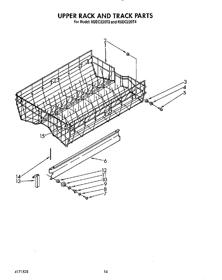 UPPER RACK AND TRACK Diagram and Parts List for KUDC220T3  KitchenAid Dishwasher