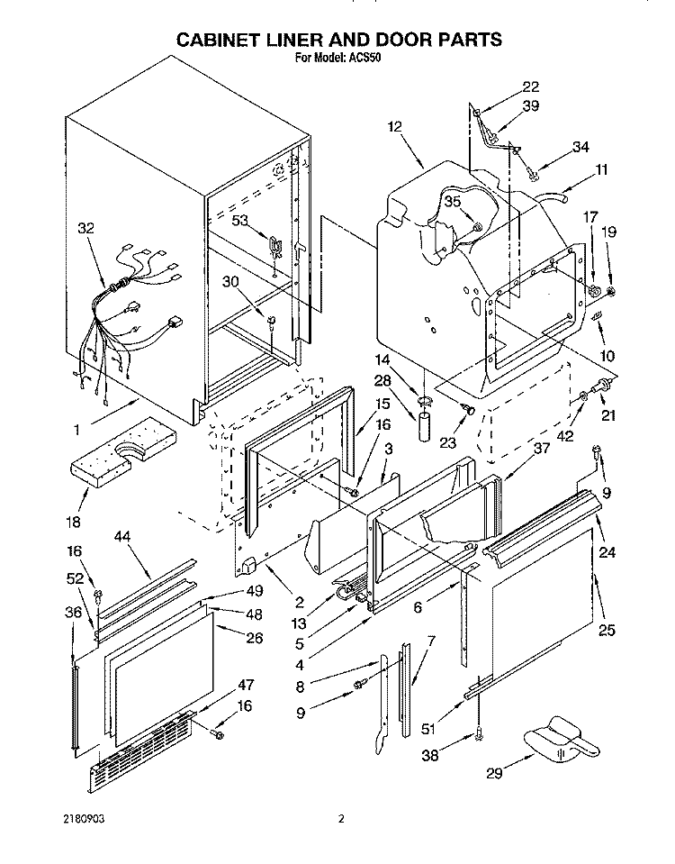CABINET LINER AND DOOR, LITERATURE Diagram and Parts List for ACS50  Whirlpool Ice Maker