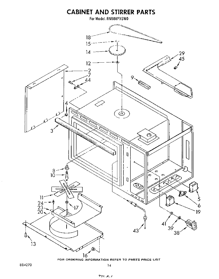 CABINET AND STIRRER Diagram and Parts List for RM988PXSW0  Whirlpool Microwave Oven Combo