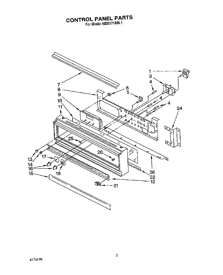 CONTROL PANEL, LIT/OPTIONAL Diagram and Parts List for KEBI171XWH1  KitchenAid Wall Oven