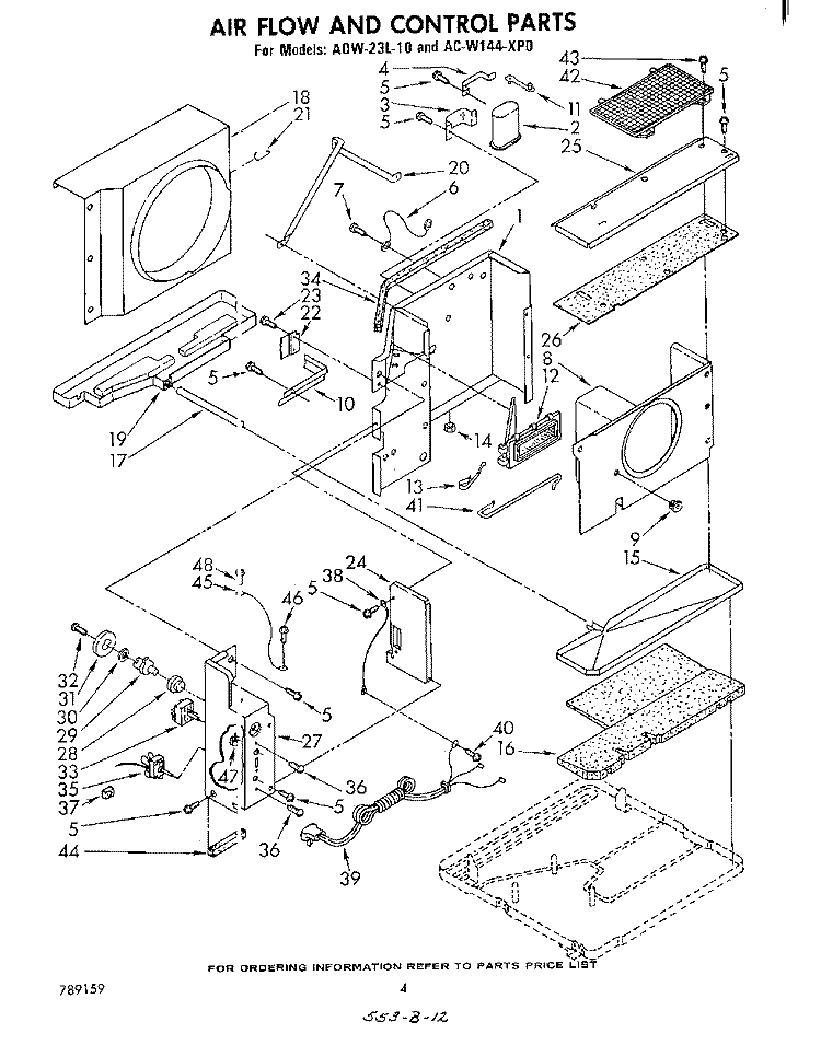 SECTION Diagram and Parts List for ACW144XP0  Whirlpool Air Conditioner