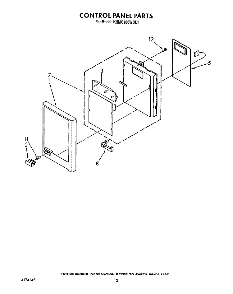 CONTROL PANEL, LIT/OPTIONAL Diagram and Parts List for KHMC106WAL1  KitchenAid Microwave