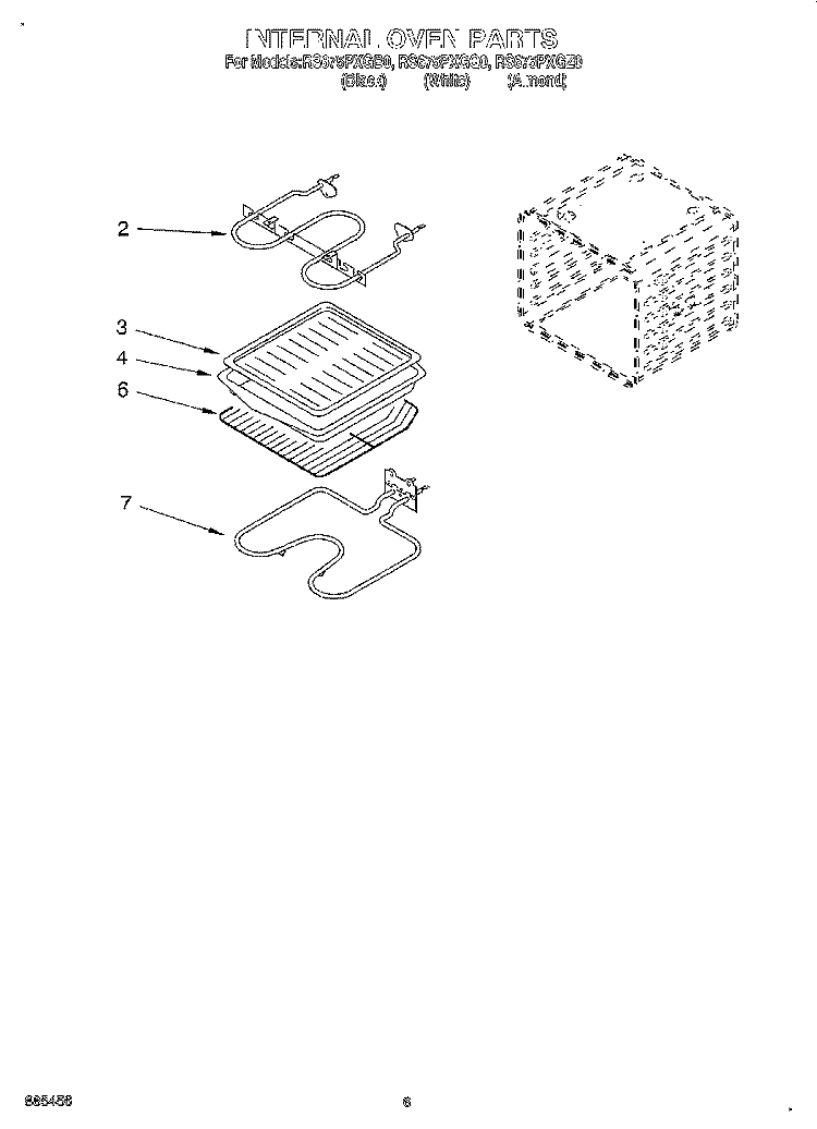 INTERNAL OVEN Diagram and Parts List for RS675PXGB0  Whirlpool Range