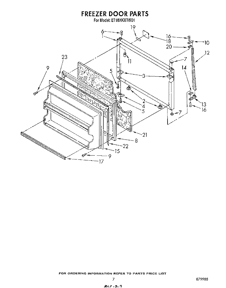 FREEZER DOOR Diagram and Parts List for ET18HKXTF01  Whirlpool Refrigerator