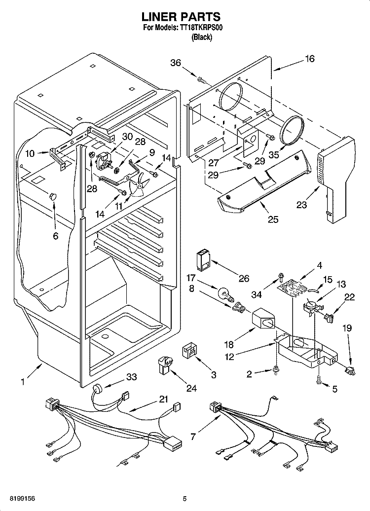 LINER PARTS Diagram and Parts List for TT18TKRPS00  Estate Refrigerator